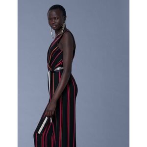 Diane von Furstenberg Striped Crossover Jumpsuit